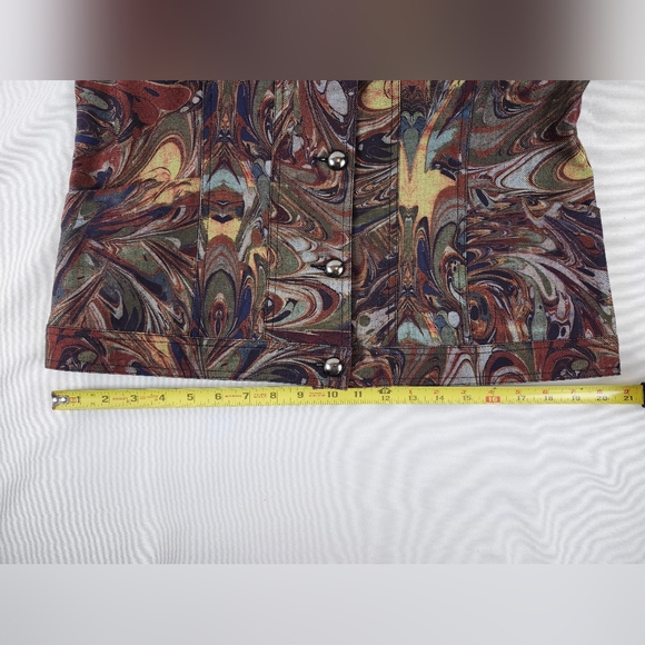 Christopher & Banks Paint Pour Multicolor Swirl Pattern Brown Blazer Jacket Med - Picture 8 of 10